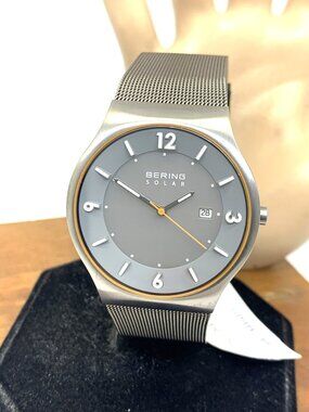 Bering Men's Watch 14440-073-A Solar Gray Dial Date Stainless Steel 40mm